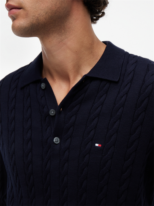 CLASSIC COTTON CABLE LS POLO - MW0MW41955