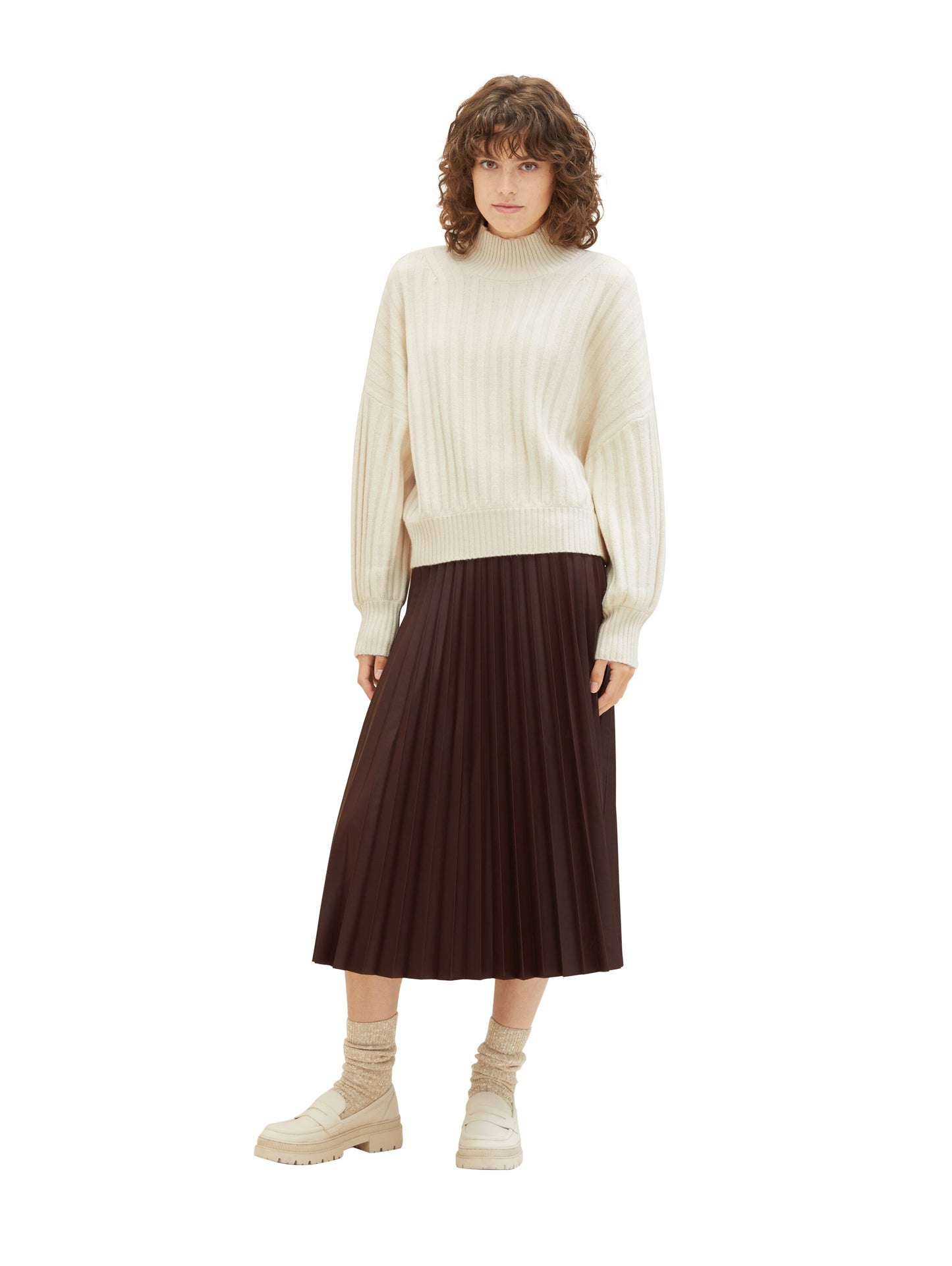 knit wide rib pullover - 1040018