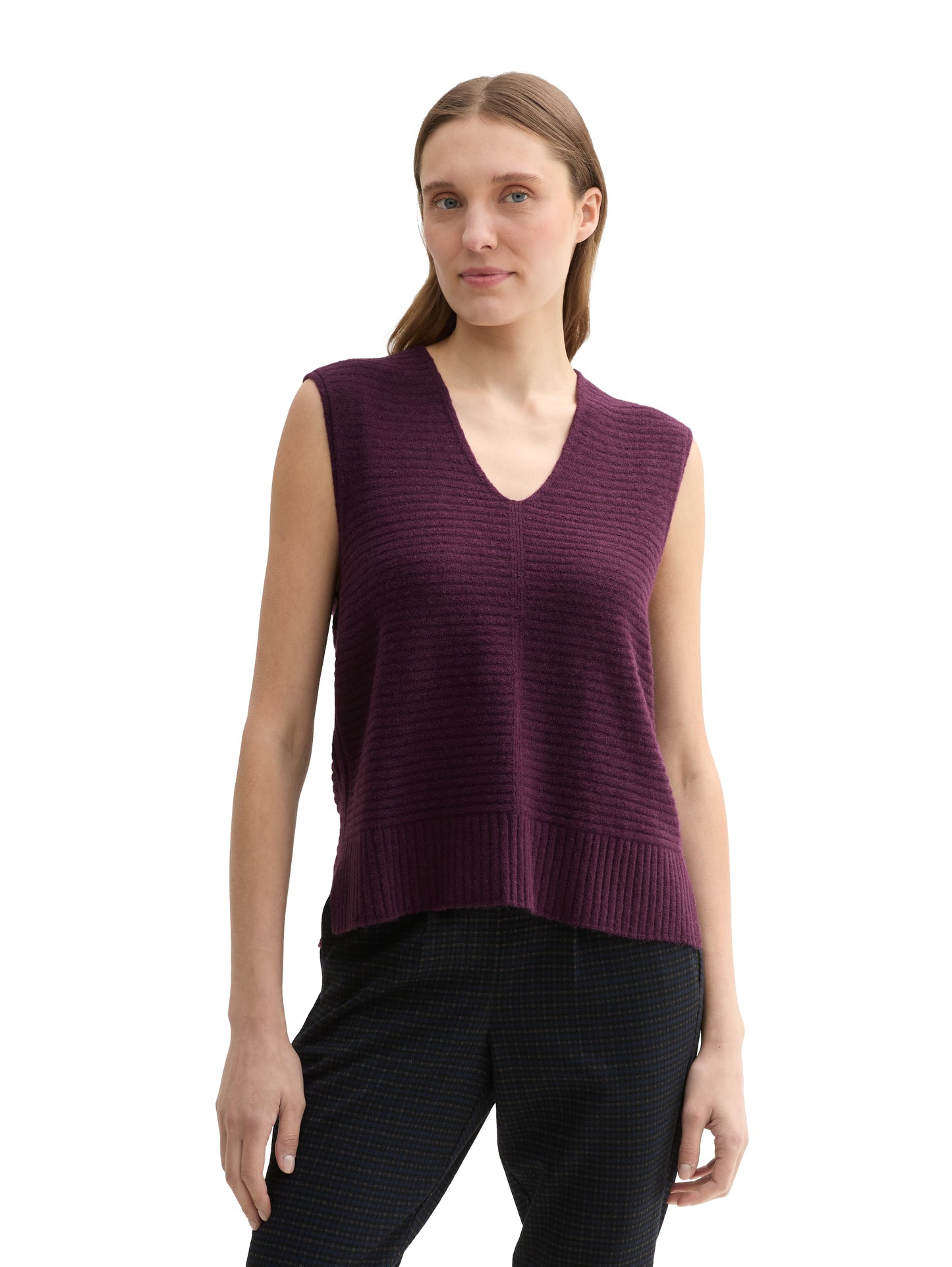 knit cosy vneck vest - 1043062