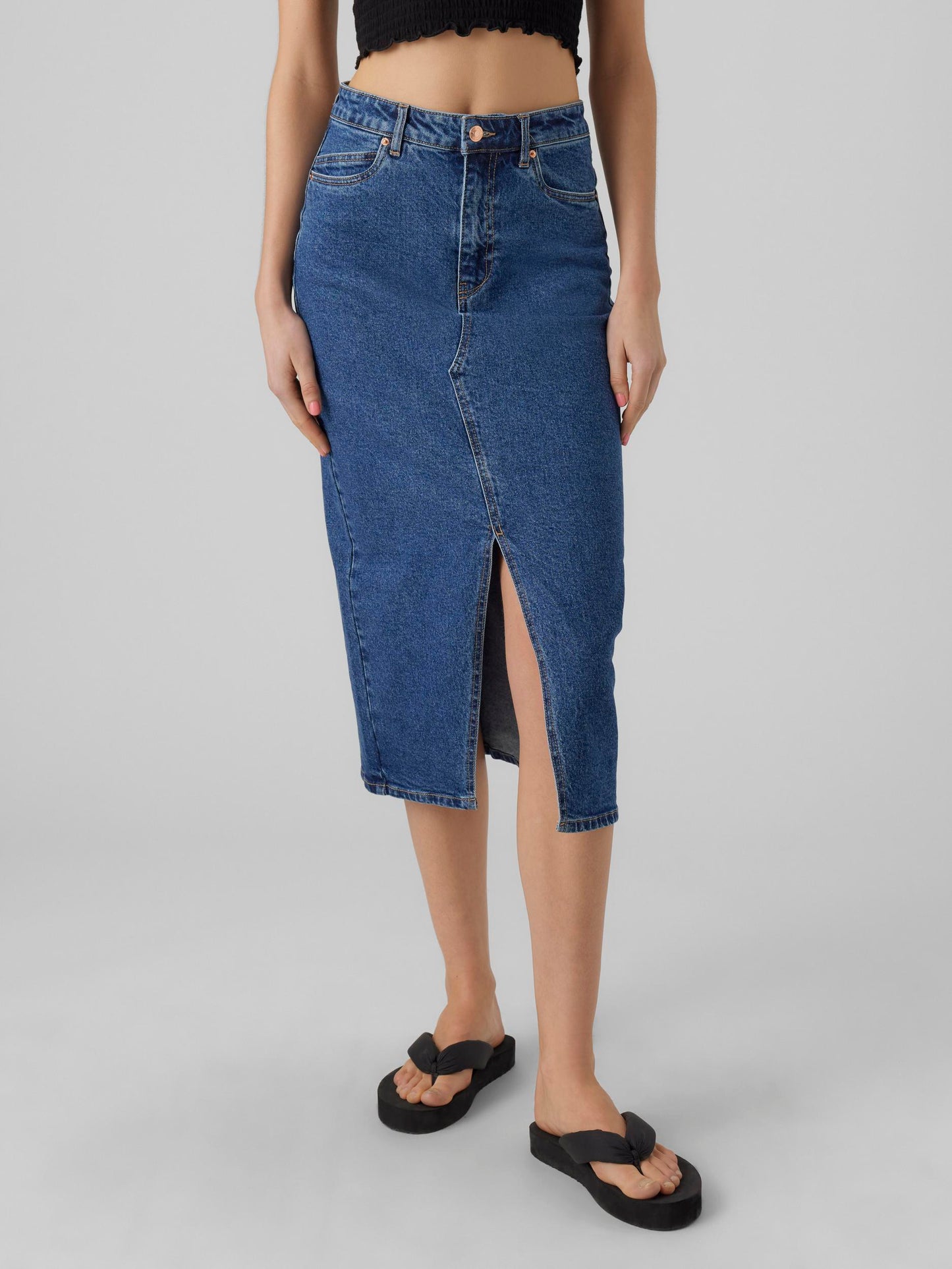 VMVERI HR CALF DENIM SKIRT GA NOOS - 10295731