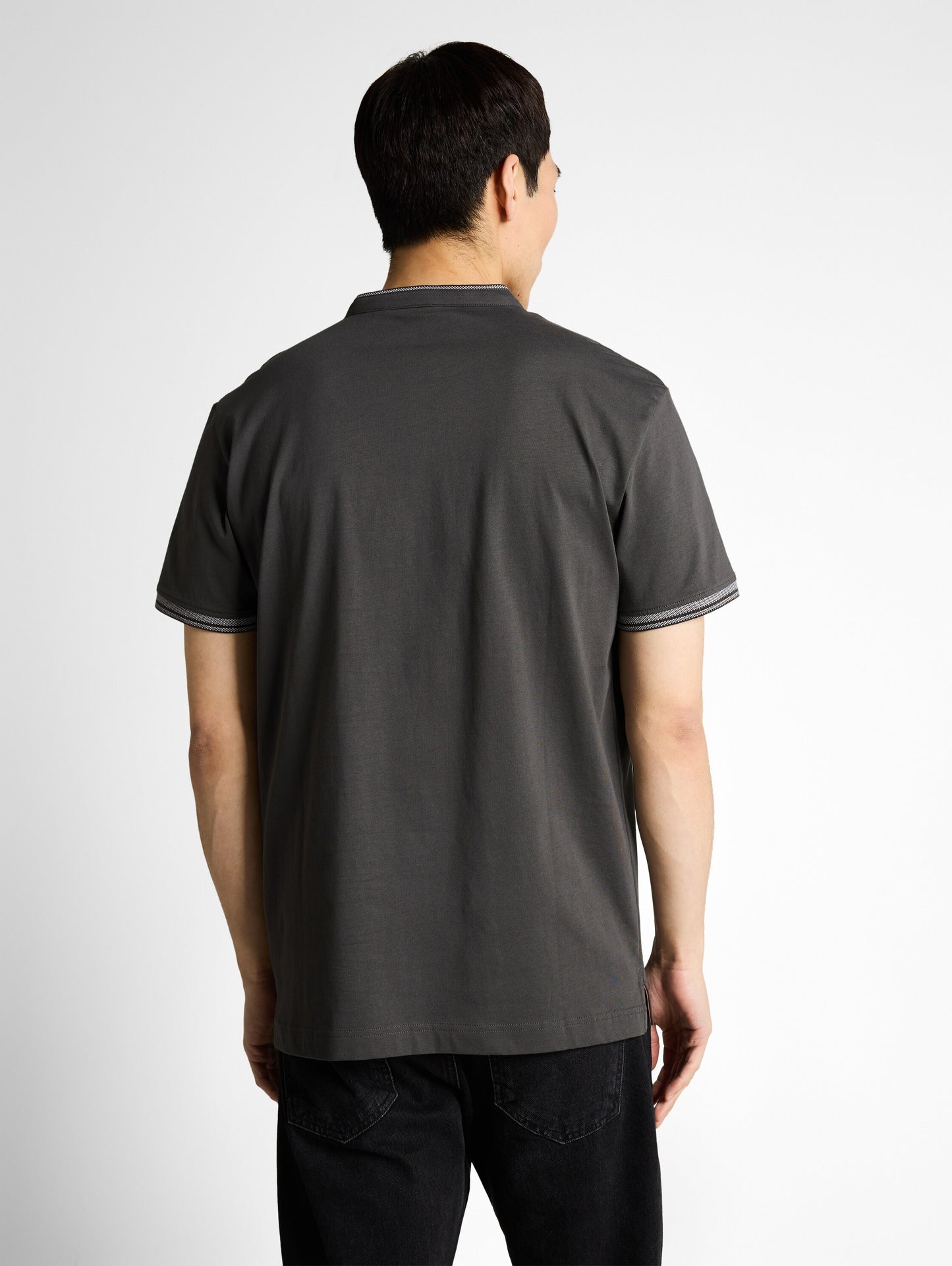 printed stand-up collar polo - 1050196