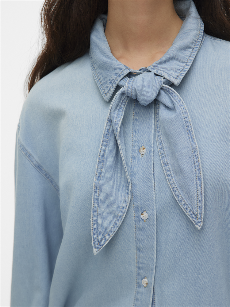 VMVIONETTE LS DENIM BOW SHIRT YO327 - 10346826
