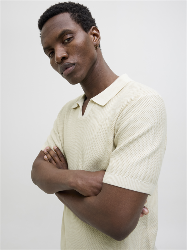 JPRCCEASTON KNIT SPLIT NECK SS SN - 12273012