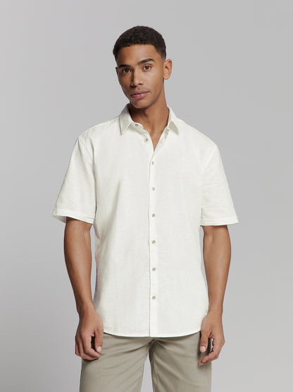Shirt Short Sleeve Solid With Linen - 27480321SN