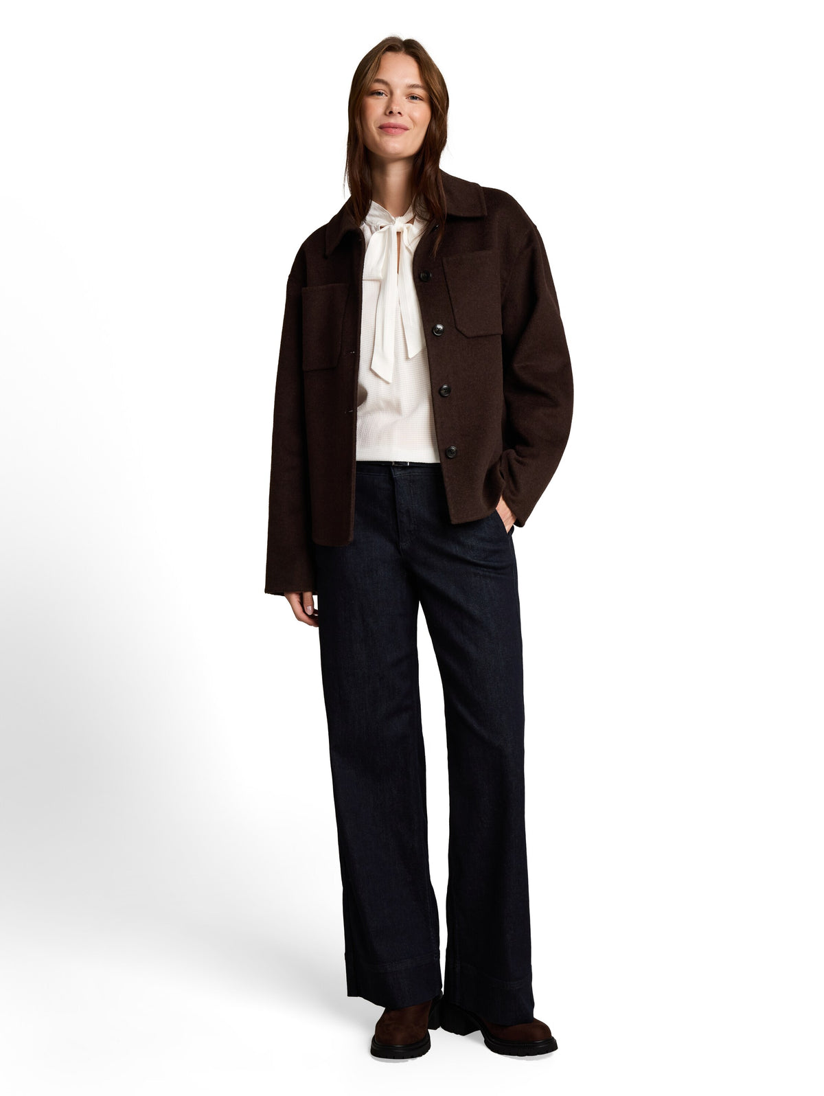 blouse with bow tie collar - 1052610