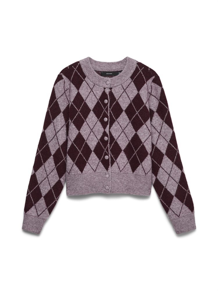 VMHALO LS O-NECK ARGYLE CARDIGAN BO - 10349316