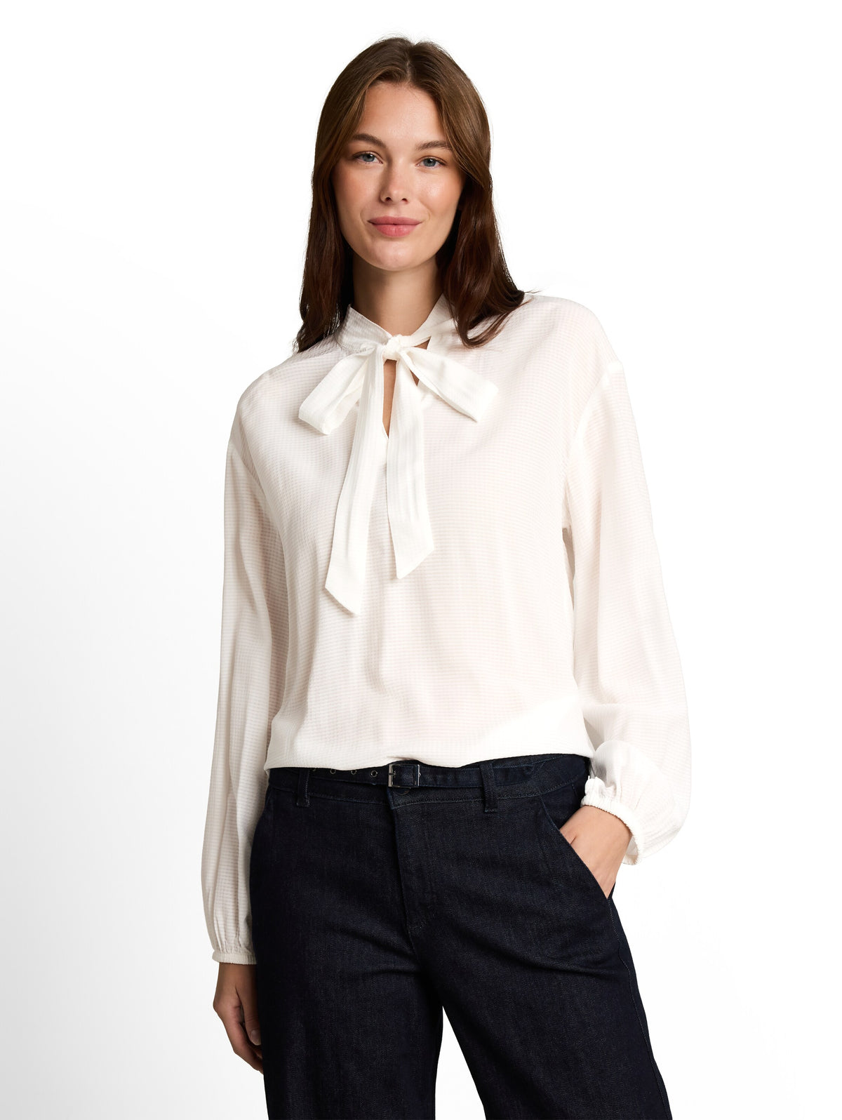 blouse with bow tie collar - 1052610