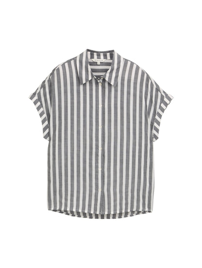 striped blouse shortsleeves - 1047057