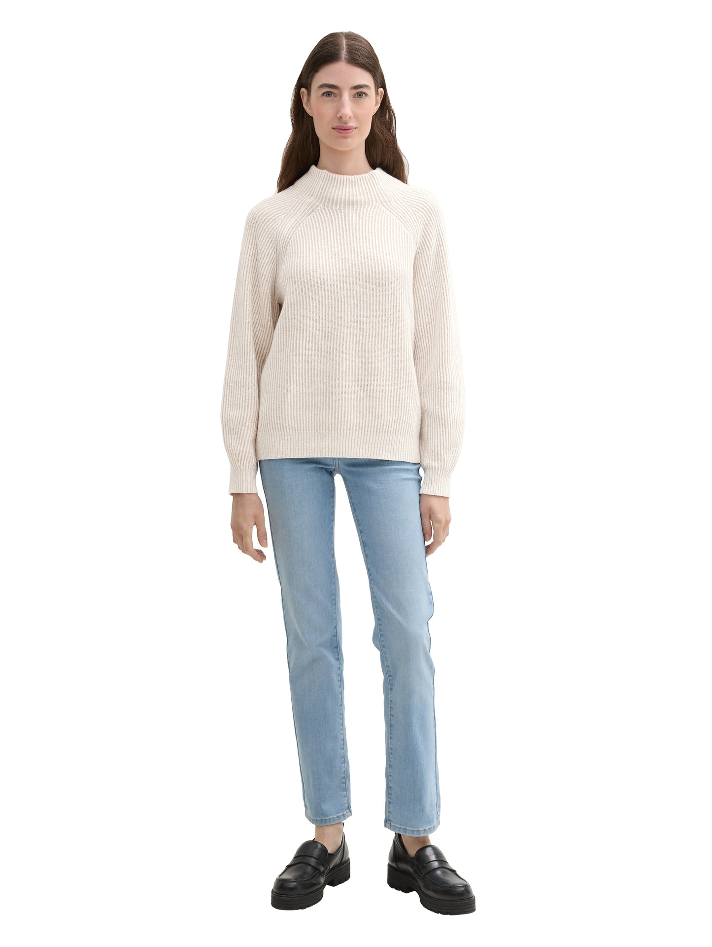 knit plated rib pullover - 1042957