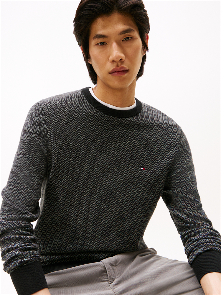 PIMA CTN CASH HERRINGBONE CREW - MW0MW41319