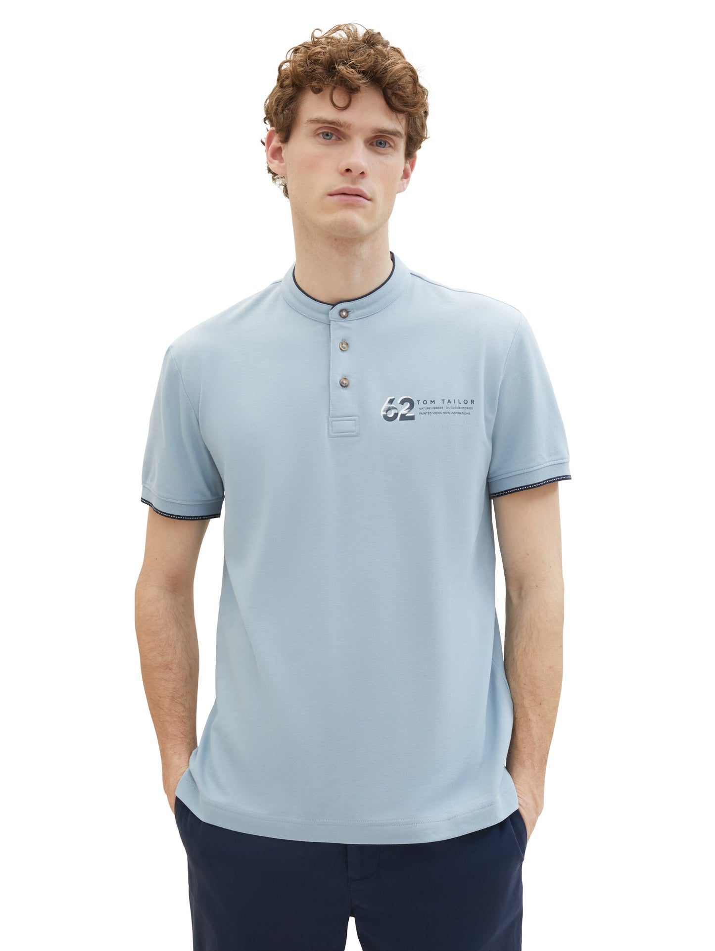 detailed stand-up polo - 1040948