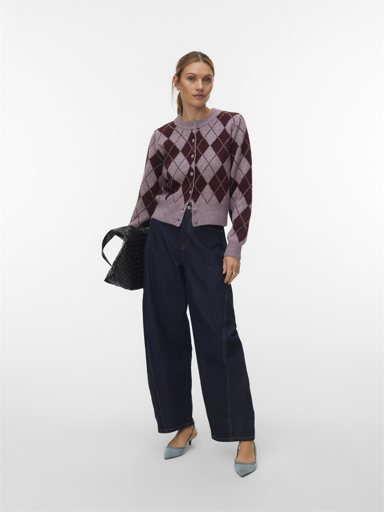 VMHALO LS O-NECK ARGYLE CARDIGAN BO - 10349316