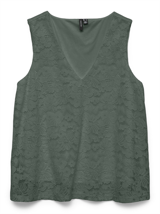 VMHONEY LACE SL V-NECK TOP WVN GA - 10330053