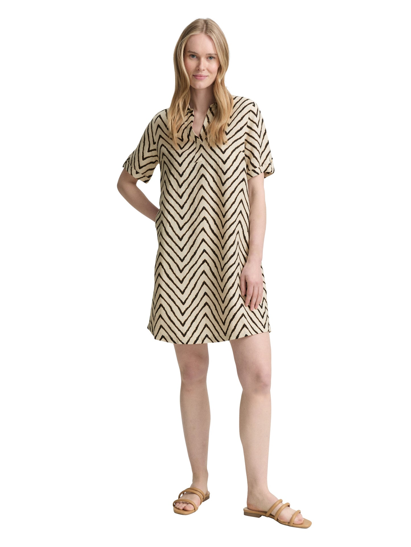 dress linen with polo collar - 1046481