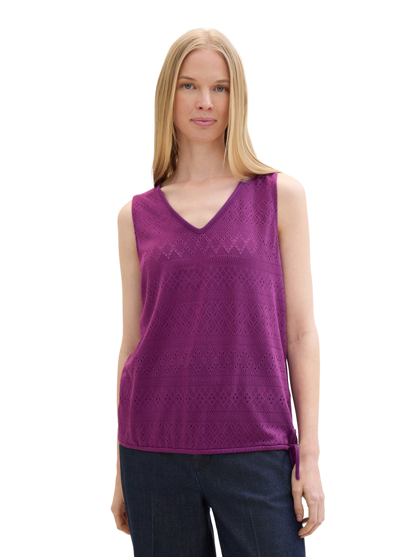 T-shirt top ajour v-neck - 1042397