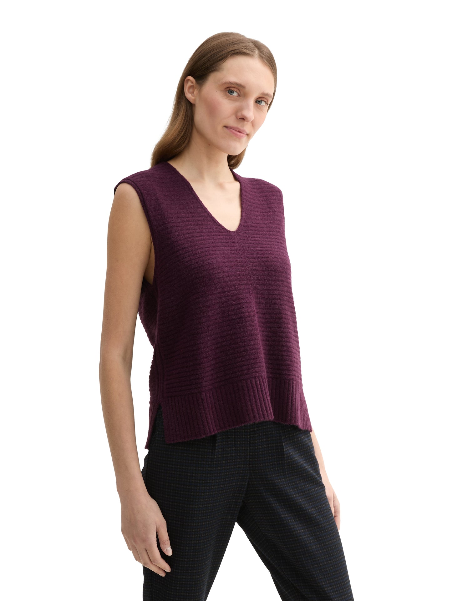 knit cosy vneck vest - 1043062