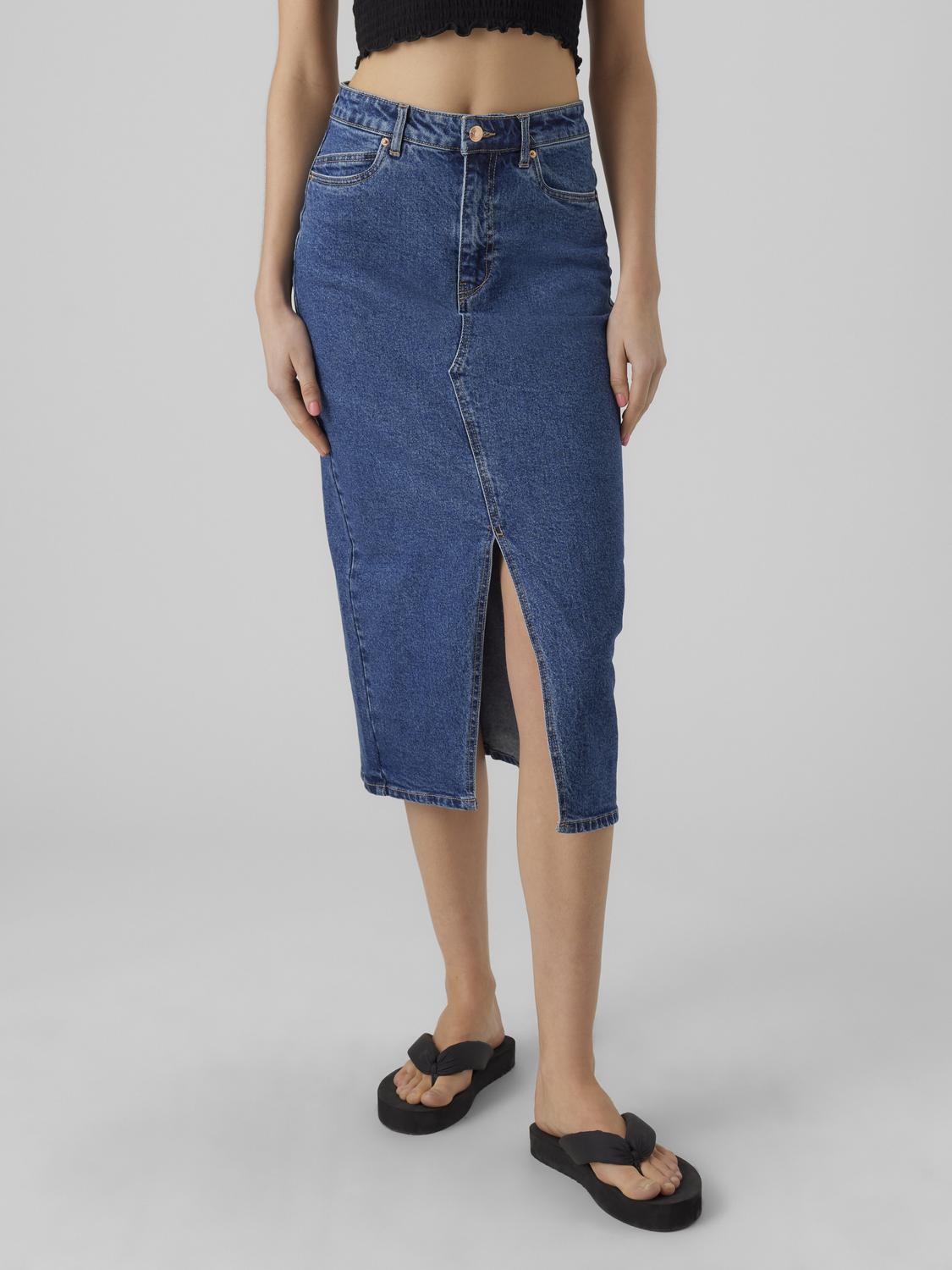 VMVERI HR CALF DENIM SKIRT GA NOOS - 10295731