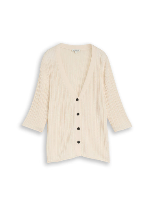 knit rib shortsleeve cardigan - 1050562