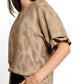 knit hairy printed batwing swe - 1052778