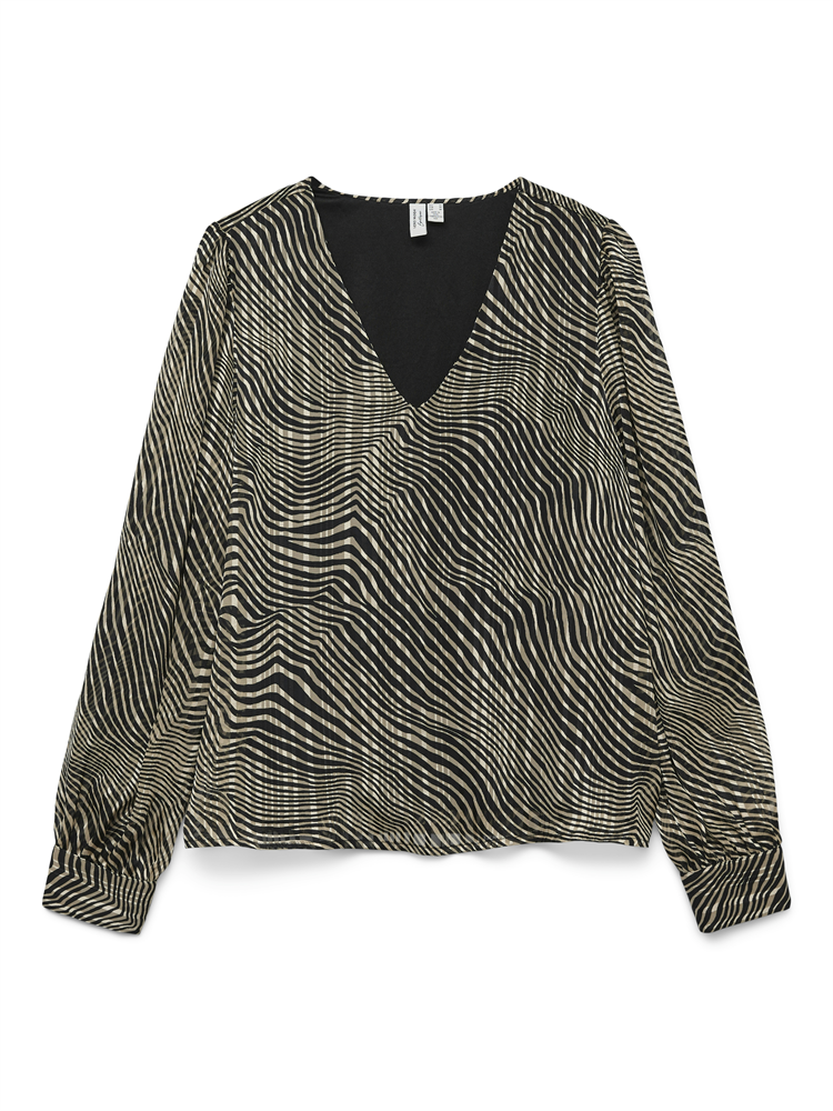 VMGEBRA GEDNA LS V-NECK TOP WVN BTQ - 10335834