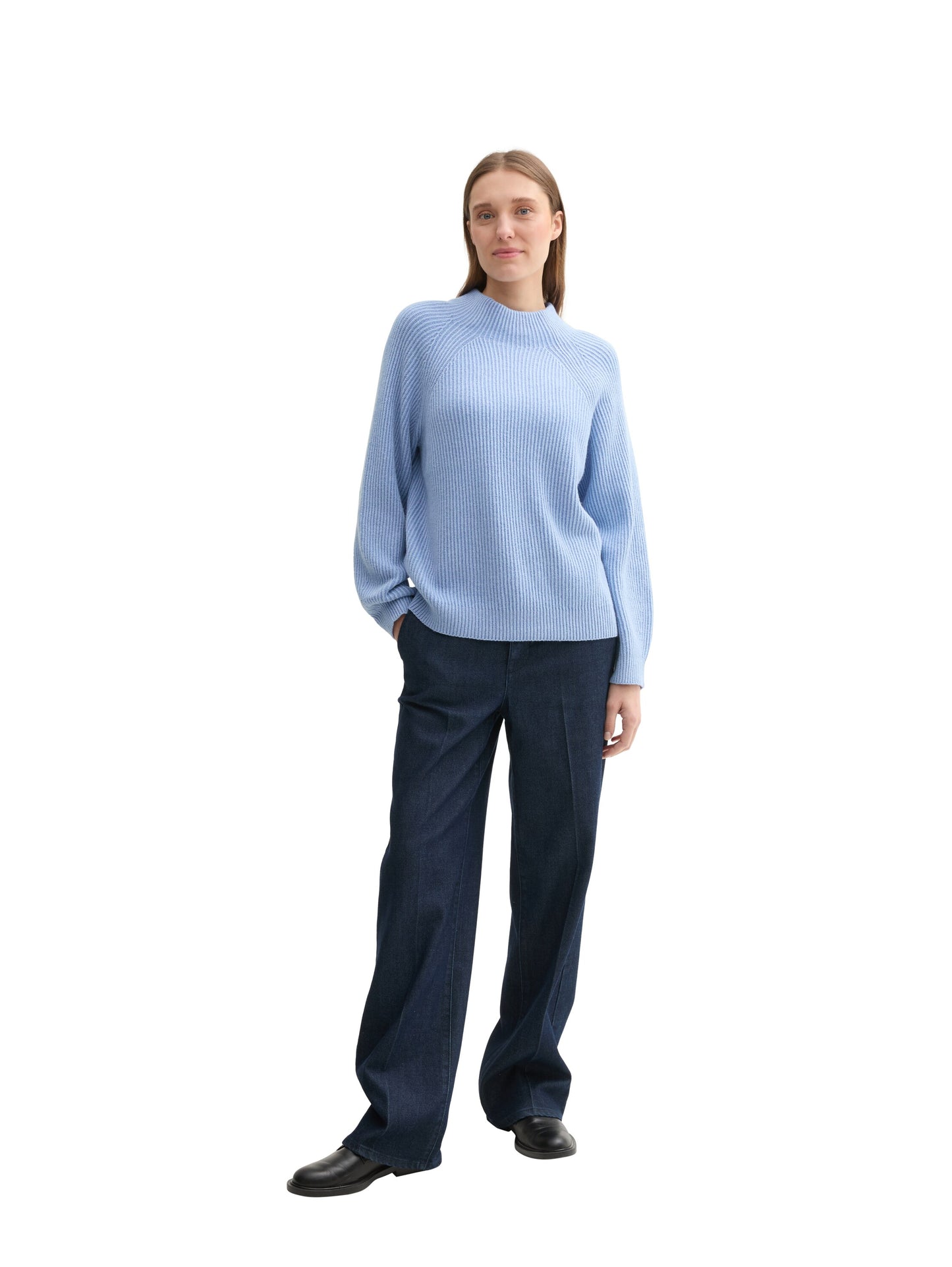 knit plated rib pullover - 1042957