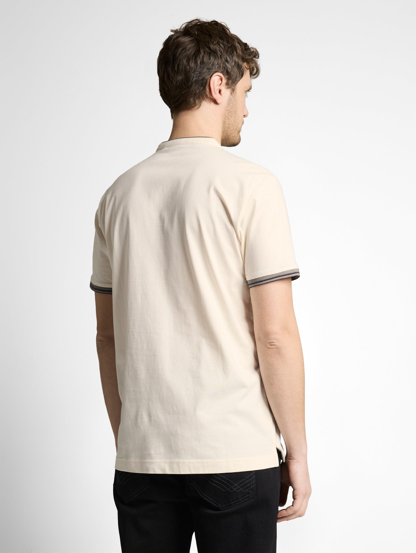 printed stand-up collar polo - 1050196