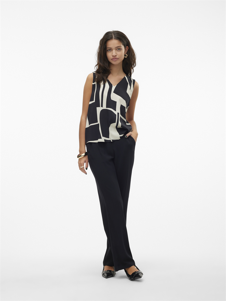 VMEASY JOY S/L V-NECK TOP WVN GA - 10301759