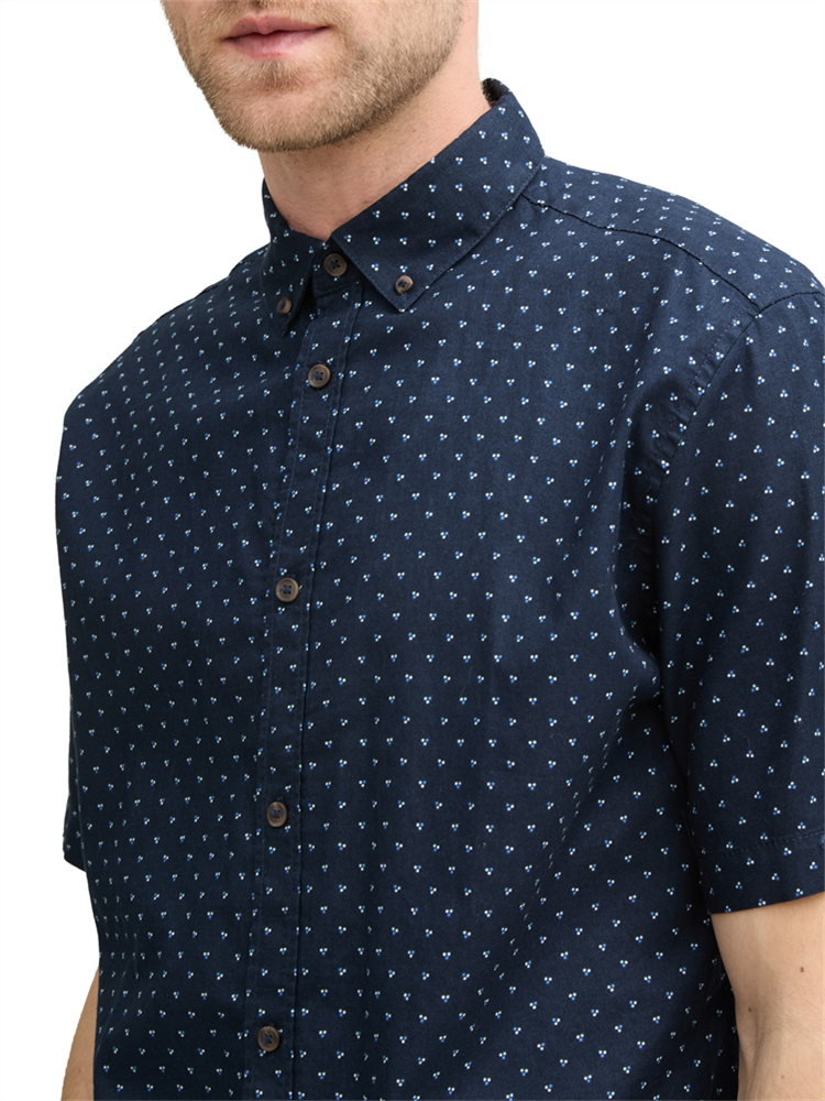 printed cotton linen shirt - 1045099