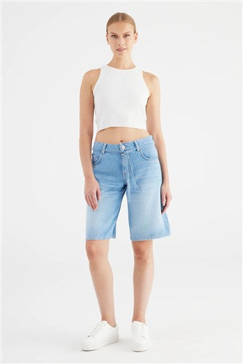 wide straight denim short - Harper