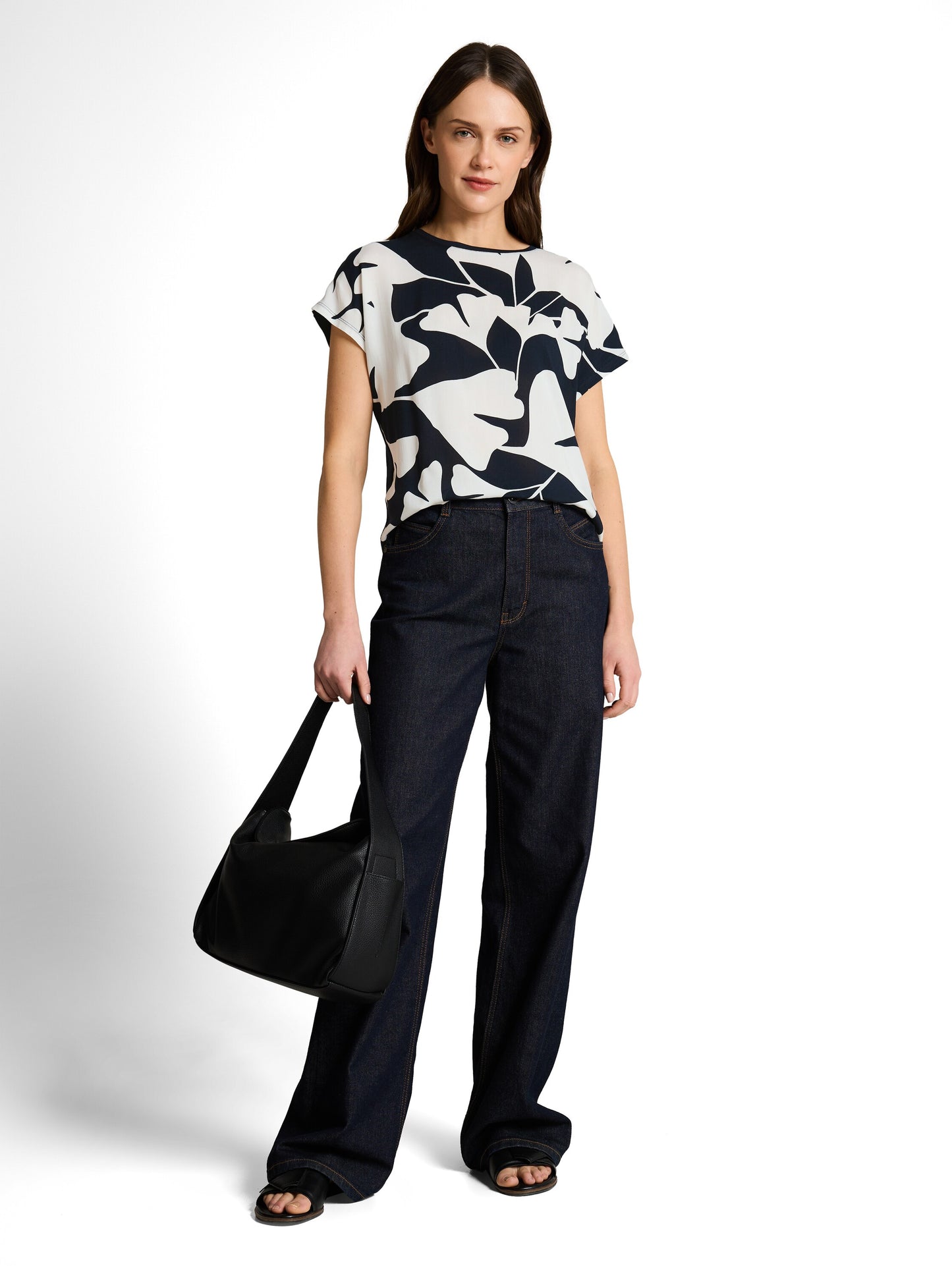 T-shirt fabric mix print crew - 1050445