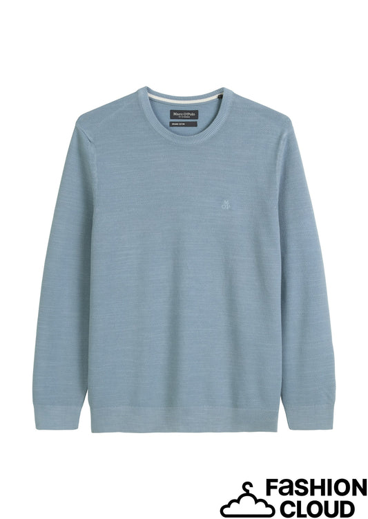 Crewneck, cotton slub, piqué struct - 528502360074