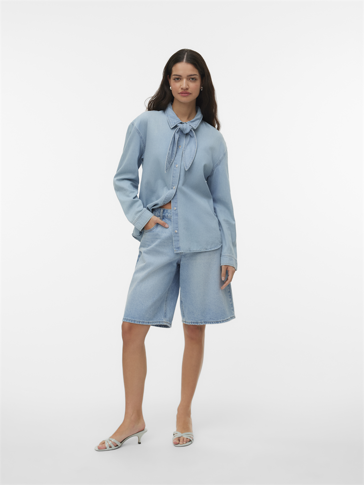 VMVIONETTE LS DENIM BOW SHIRT YO327 - 10346826