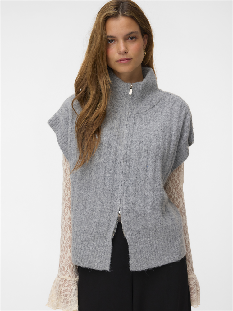 VMBANG RIB SL HIGHNECK ZIPPER VEST - 10347170