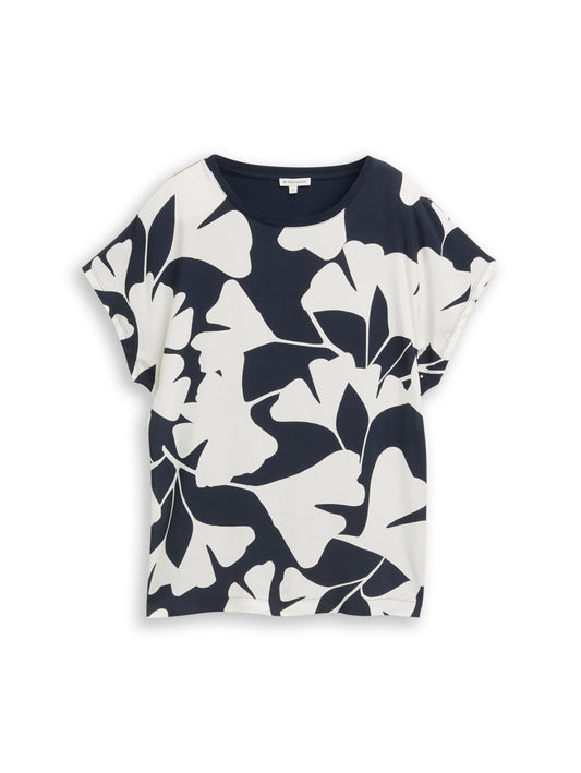 T-shirt fabric mix print crew - 1050445