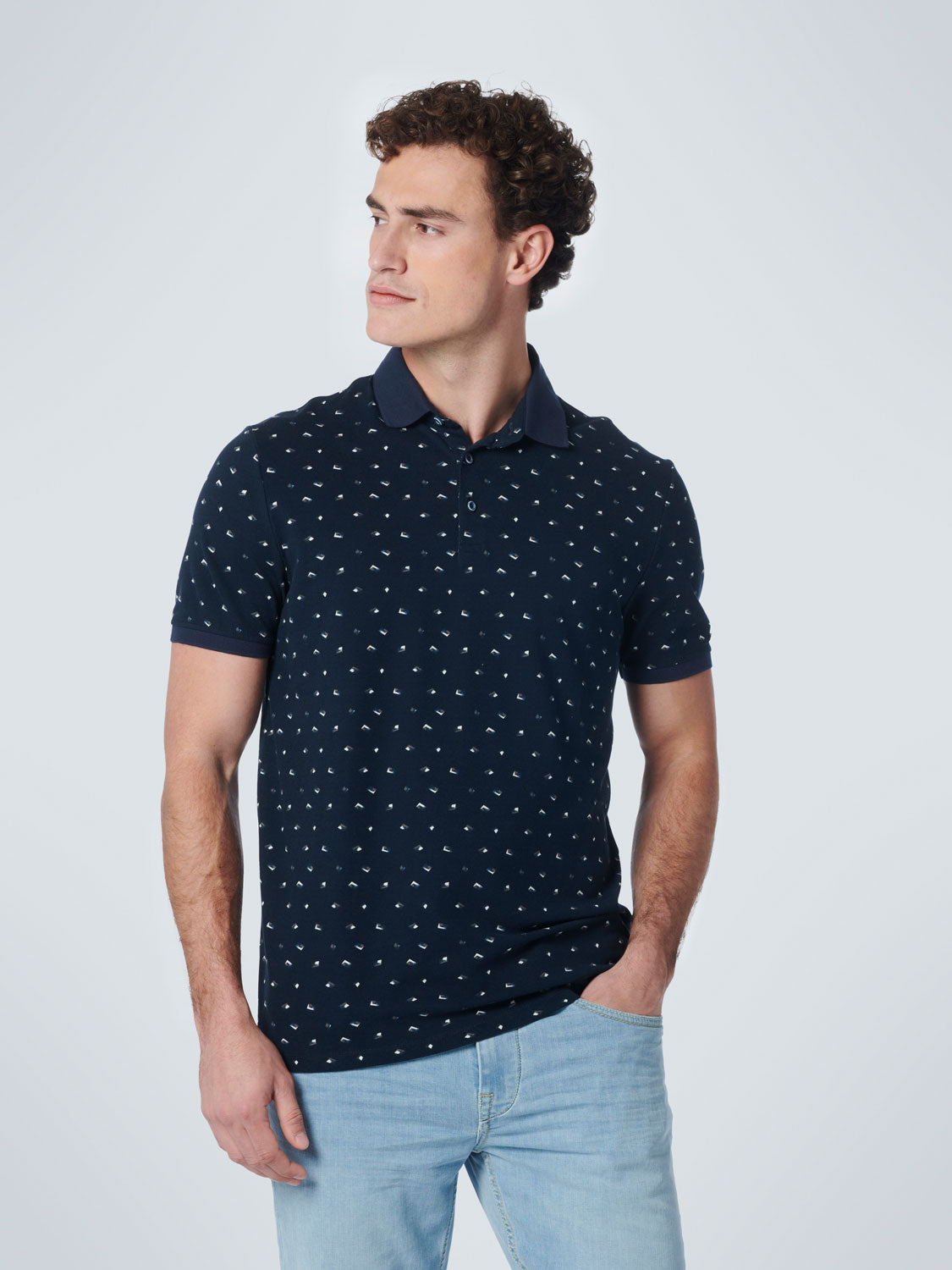 Polo Pique Allover Printed Stretch - 19370211SN