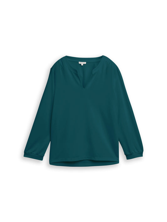T-shirt henley with gathering - 1050430