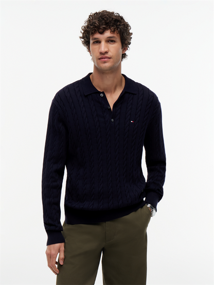 CLASSIC COTTON CABLE LS POLO - MW0MW41955