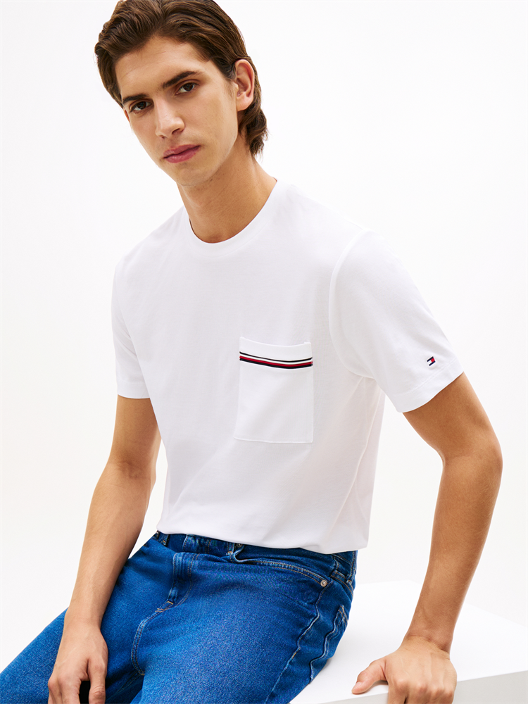 GLOBAL STRIPE PIQUE POCKET TEE - MW0MW42397