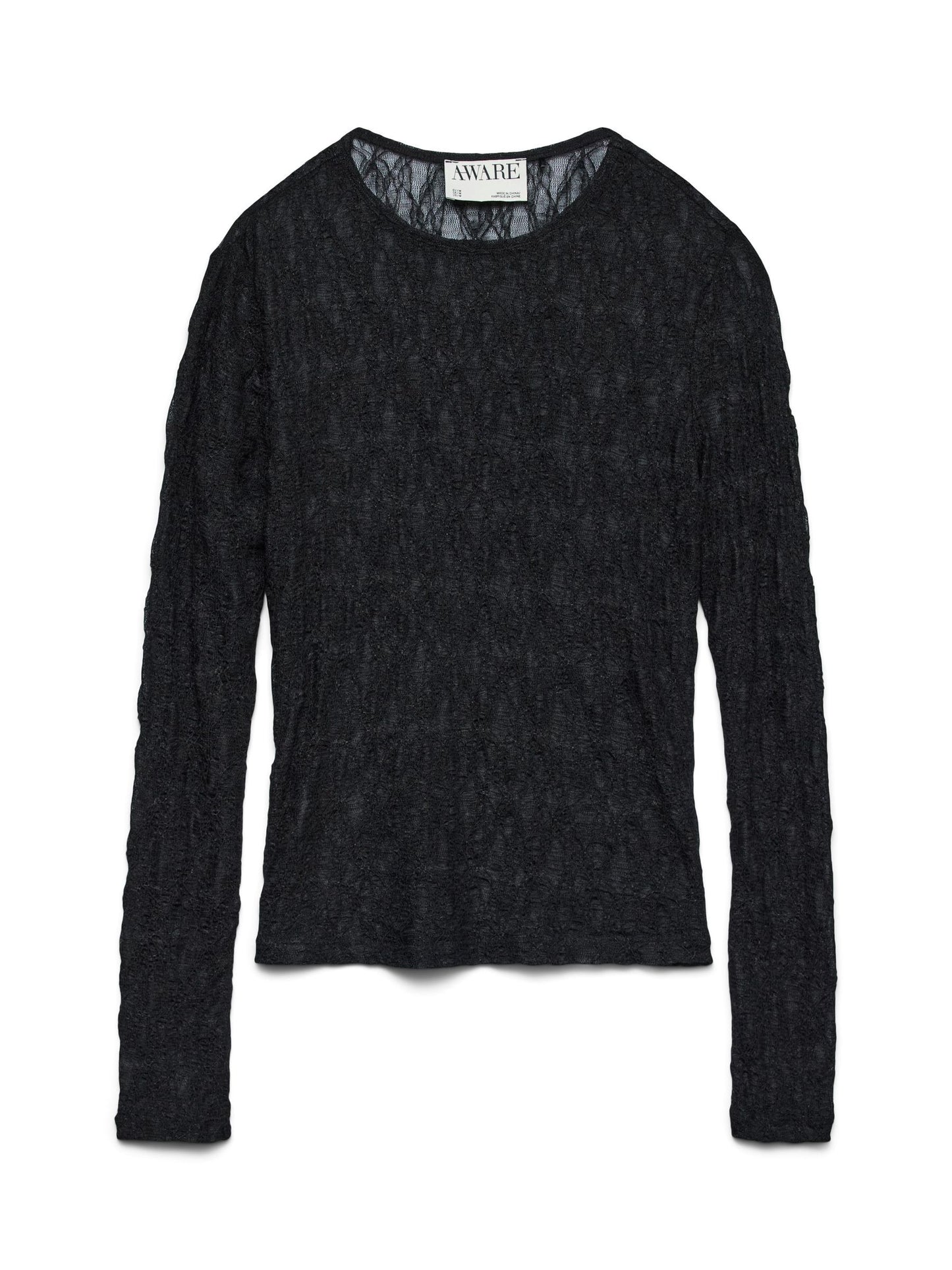 AWTESSY LS O-NECK LACE TOP NOOS - 10334538