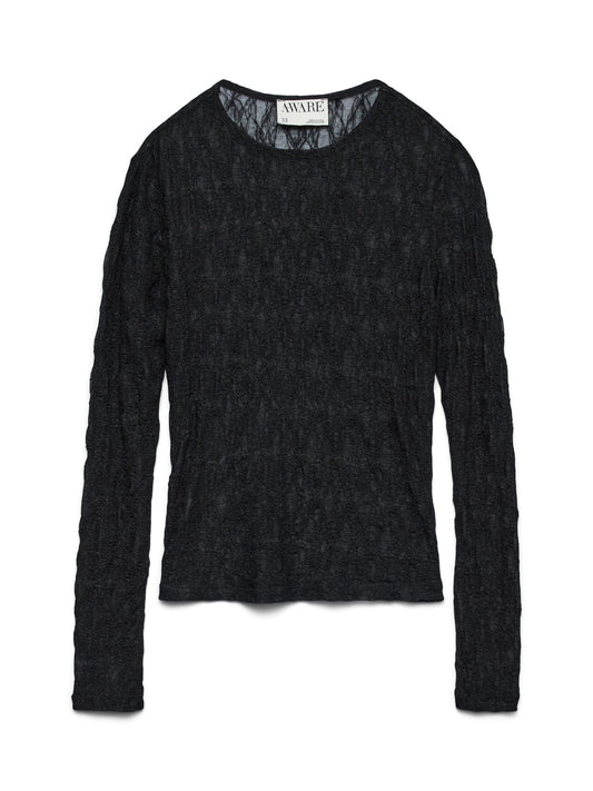 AWTESSY LS O-NECK LACE TOP NOOS - 10334538