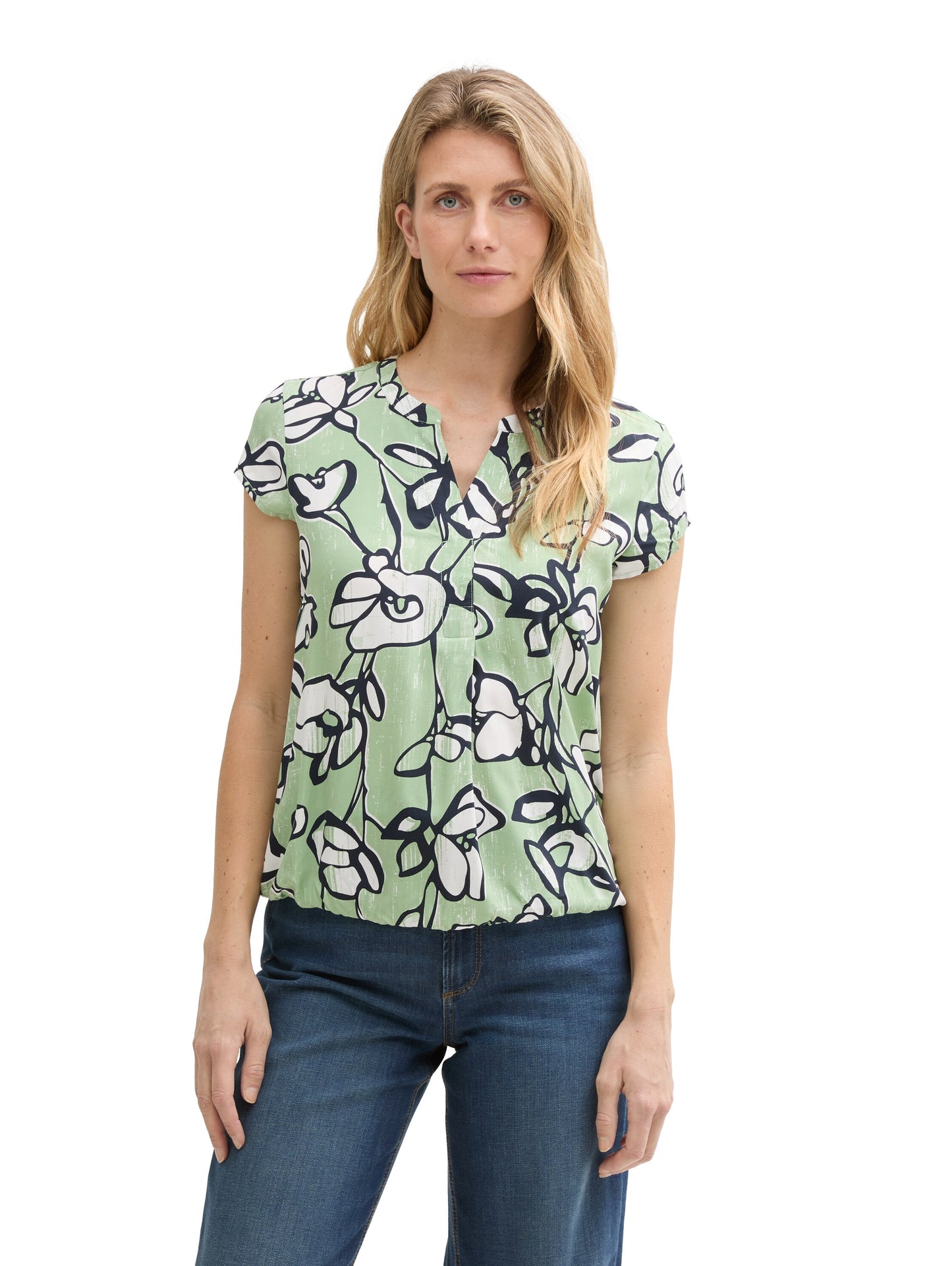 blouse printed shortsleeve - 1045238