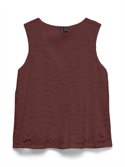 VMHONEY LACE SL V-NECK TOP WVN GA - 10330053