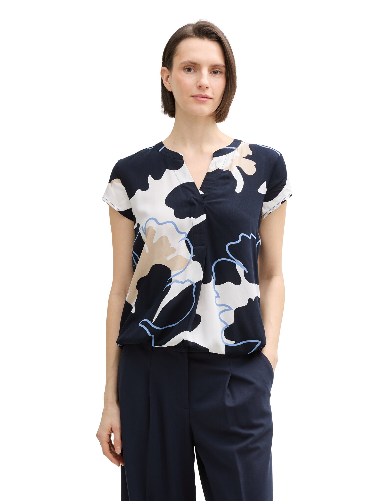 blouse printed shortsleeve - 1045238