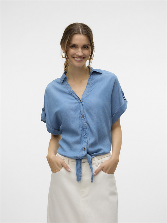 VMFLEUR SS BOW TENCEL SHIRT - 10326059