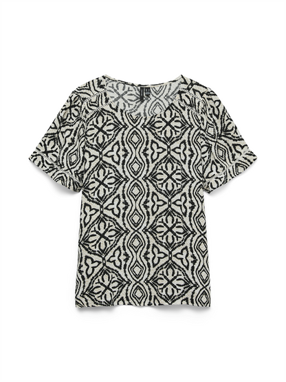 VMMENNY LACE SS TOP WVN GA - 10341542