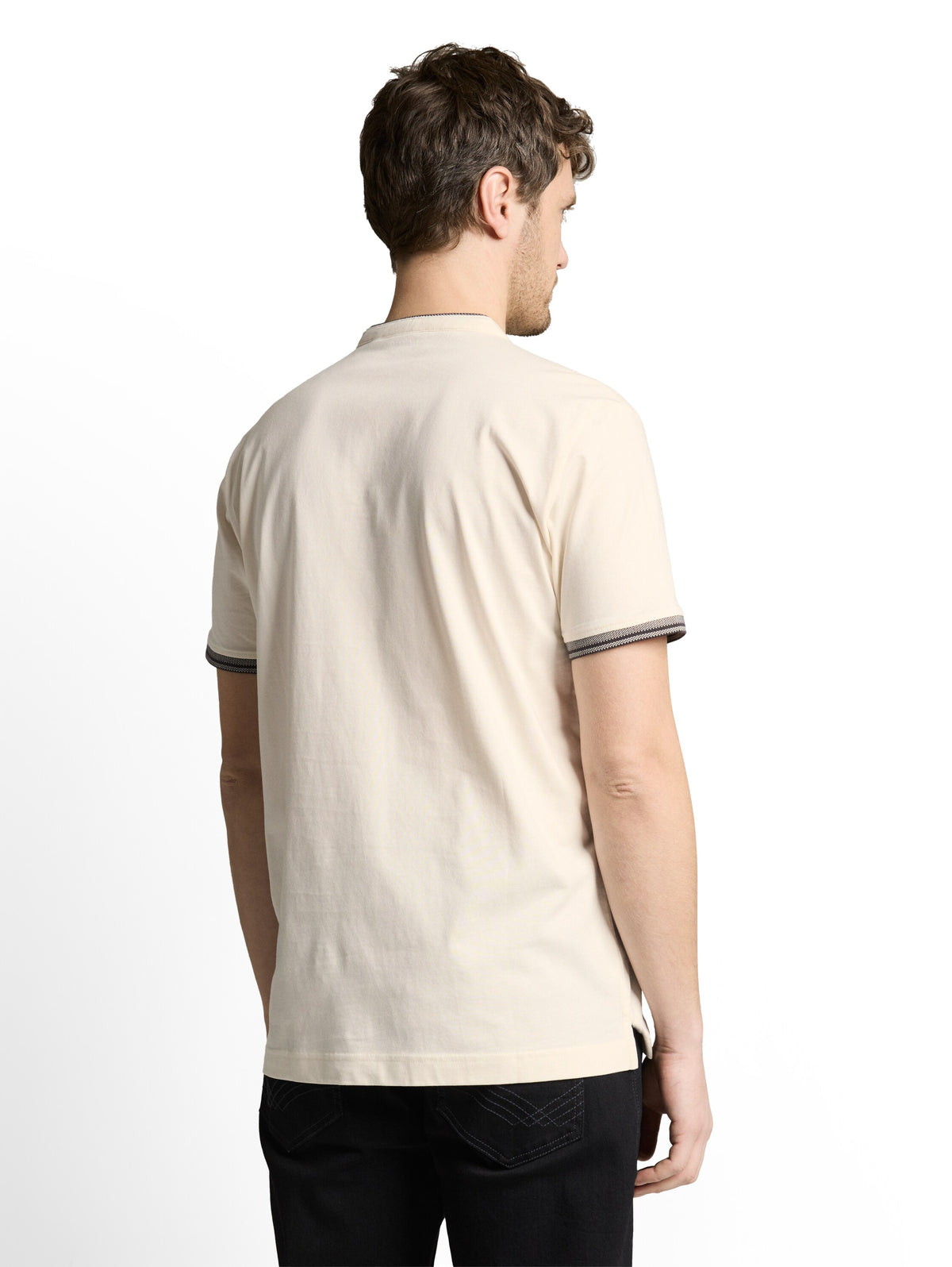 printed stand-up collar polo - 1050196