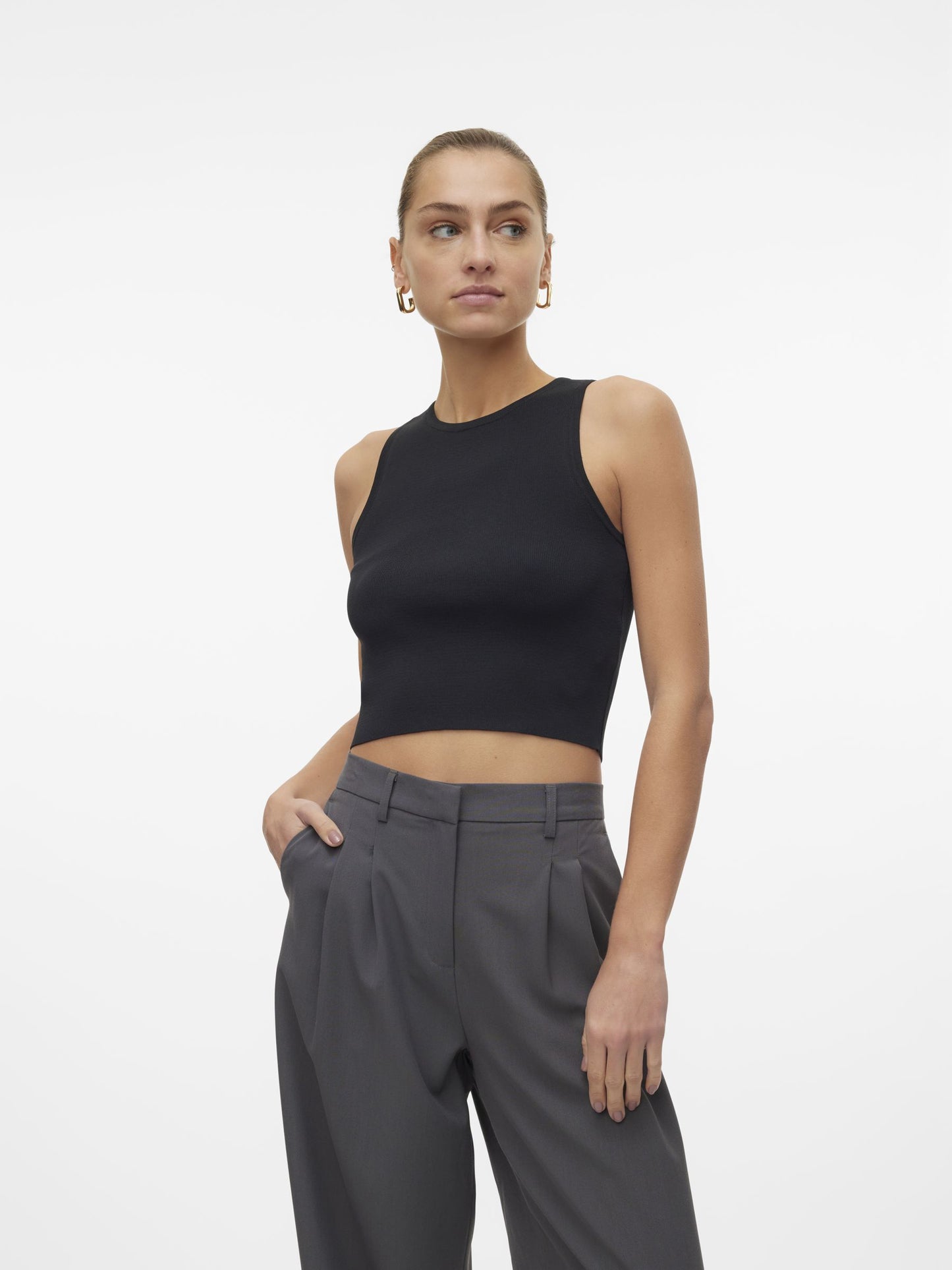 VMGINNY SL O-NECK CROP TOP NOOS - 10300339