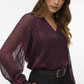 VMGEBRA GEDNA LS V-NECK TOP WVN BTQ - 10335834