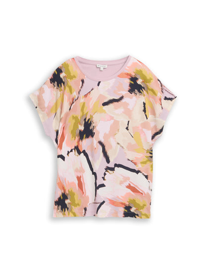 T-shirt fabric mix print crew - 1050445