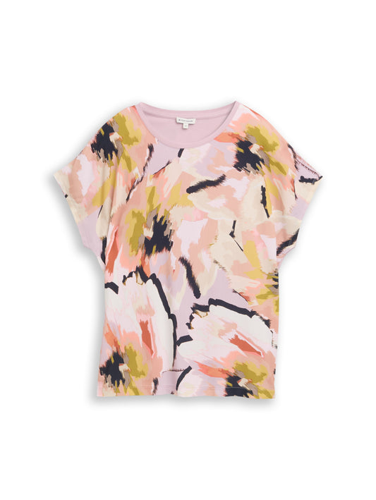 T-shirt fabric mix print crew - 1050445